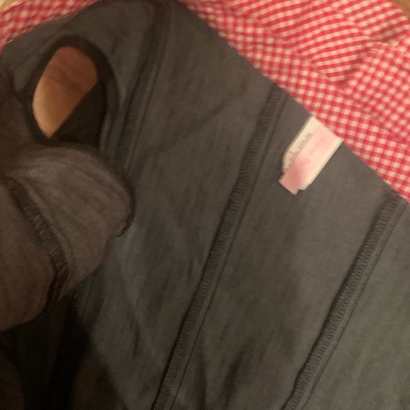 Womens One Piece Jean Romper With Red And White Gingham Ruffle size small - Picture 8 of 11